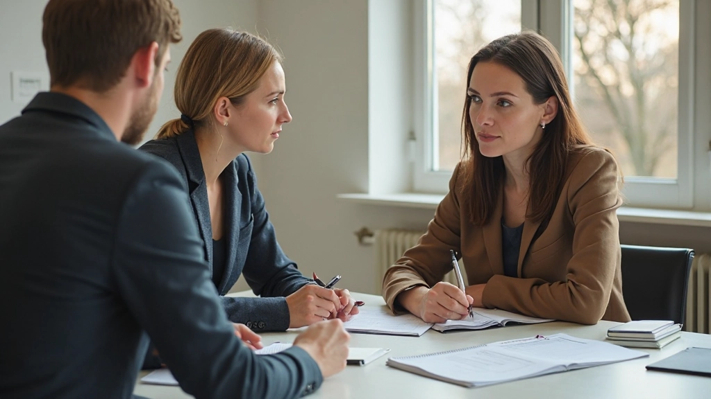 Twee professionals in gesprek over loopbaanplanning aan tafel met notities en documenten